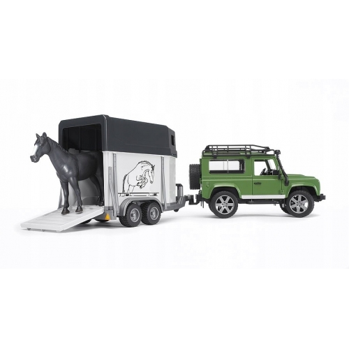 Купить Bruder 02592 "Внедорожник Land Rover Defender" с прицепом-коневозкой и лошадью (фикс. цена) в интернет-магазине Ravta – самая низкая цена