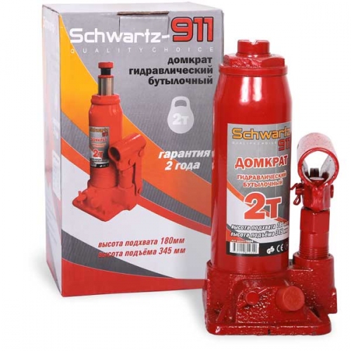 Купить Гидравлический бутылочный домкрат SCHWARTZ-911 2 т (180-345 мм), картонная коробка ДОМК0004 в интернет-магазине Ravta – самая низкая цена