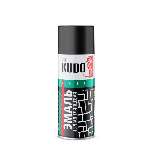 Купить Эмаль аэрозольная универсальная KUDO арт.(KU-1002) черная глянцевая (0,52л) в интернет-магазине Ravta – самая низкая цена