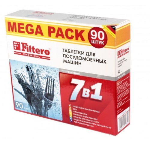 Купить Таблетки для посудомоечных машин Filtero "7 в 1" МЕГАПАК 90 шт., Арт. 703 в интернет-магазине Ravta – самая низкая цена