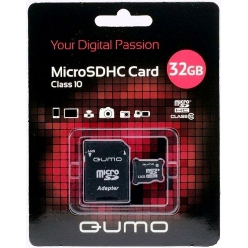Купить Карта памяти Qumo MicroSDHC 32GB Сlass 10 с адаптером SD в интернет-магазине Ravta – самая низкая цена