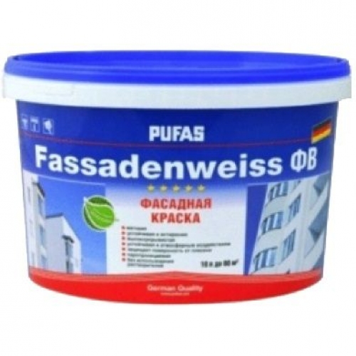 Купить Краска Пуфас Fassadenweiss фасадная белая Основа A мороз. (10л=14,7кг) Россия в интернет-магазине Ravta – самая низкая цена
