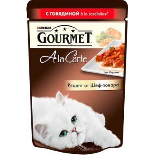 Купить Консервы GOURMET A LA CARTE пауч для кошек 85г кусочки в подливе, говядина с овощами в интернет-магазине Ravta – самая низкая цена