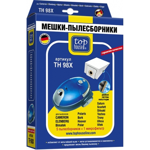 Купить Мешки-пылесборники TOP HOUSE TH 98 X (5 шт.+1 микрофильтр) в интернет-магазине Ravta – самая низкая цена