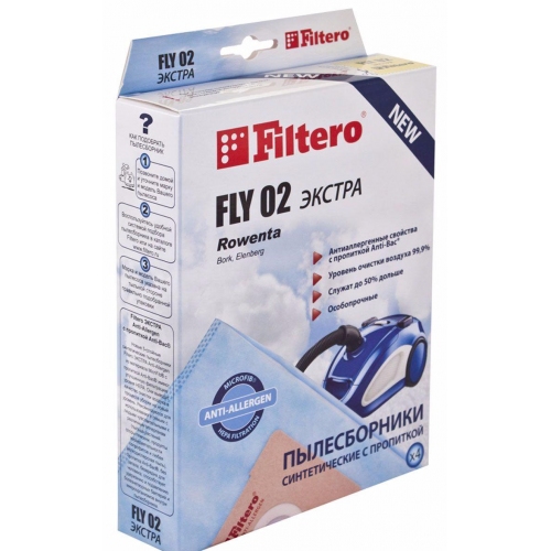 Купить Пылесборник Экстра FILTERO FLY-02 (4) из синтетического микроволокна MicroFib с антибактер. пропиткой Anti-Bac в интернет-магазине Ravta – самая низкая цена