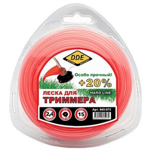 Купить Корд триммерный в блистере DDE "Hard line" (круг армированный) 2,4 мм х 15 м, серый/красный в интернет-магазине Ravta – самая низкая цена
