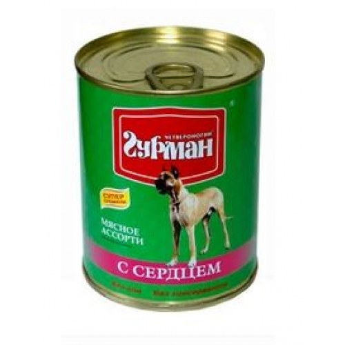 Купить Консервы Четвероногий гурман для собак  мясное ассорти с сердцем 340г в интернет-магазине Ravta – самая низкая цена