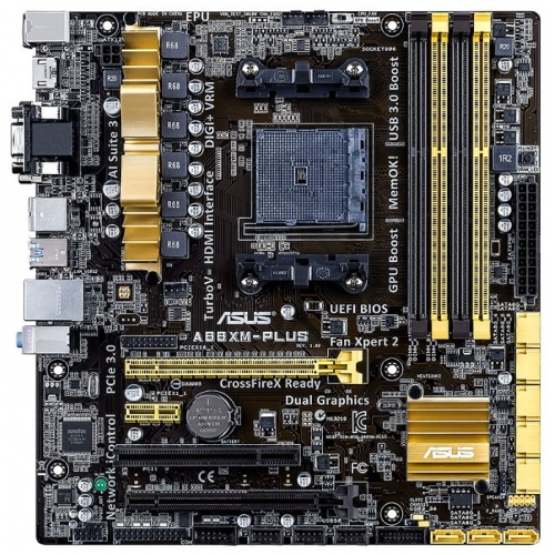 Купить Материнская плата Asus A88XM-PLUS Socket-FM2 AMD A88X DDR3 mATX AC`97 8ch(6.2) GbLAN SATA3 RAID VGA+ в интернет-магазине Ravta – самая низкая цена