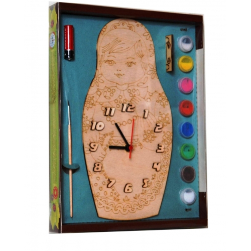 Купить Часы с циферблатом под роспись "Матрешка" с красками арт.ДНИ125 /20 в интернет-магазине Ravta – самая низкая цена