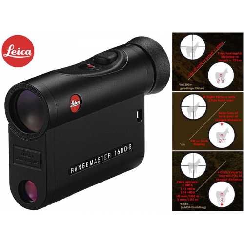 Купить Лазерный дальномер  Leica Rangemaster 1600CRF-B black (7x, измерение 10-1500м), с баллистическим  калькулятором в интернет-магазине Ravta – самая низкая цена