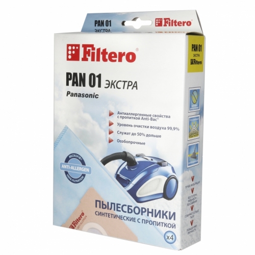 Купить Пылесборник Экстра FILTERO PAN-01 (4) из синтетического микроволокна MicroFib с антибакт. пропиткой Anti-Bac, в интернет-магазине Ravta – самая низкая цена