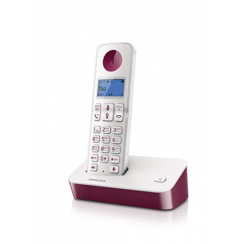 Купить Телефон DECT Philips D2051WP/51 (белый/фиолетовый) в интернет-магазине Ravta – самая низкая цена
