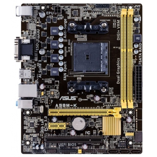 Купить Материнская плата Asus A58M-K Soc-FM2+ AMD A58 FCH 2xDDR3 mATX AC`97 8ch(7.1) GbLAN RAID+VGA+DVI в интернет-магазине Ravta – самая низкая цена