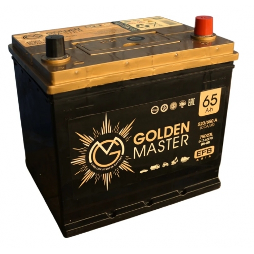 Купить АКБ GOLDEN MASTER EFB ASIA 6СТ-65  (R)-(0) 520А 232*175*225 в интернет-магазине Ravta – самая низкая цена
