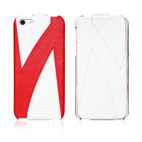 Купить Кожаный чехол HOCO Mixed color flip leather case для iPhone 5 (белый/красный) в интернет-магазине Ravta – самая низкая цена