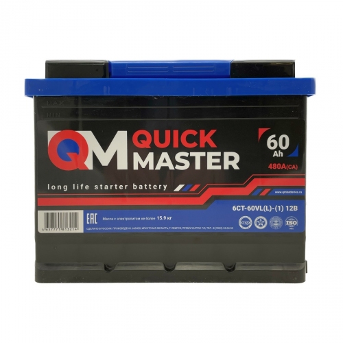 Купить Автомобильный аккумулятор Quick Master SP 6СТ-60 (L)-(1) 480A 242*175*190 в интернет-магазине Ravta – самая низкая цена