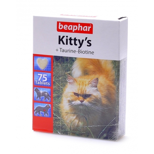 Купить Beaphar Витамины д/кошек с таурином и биотином, сердечки Kitty's Taurine + Biotin, 75шт. в интернет-магазине Ravta – самая низкая цена