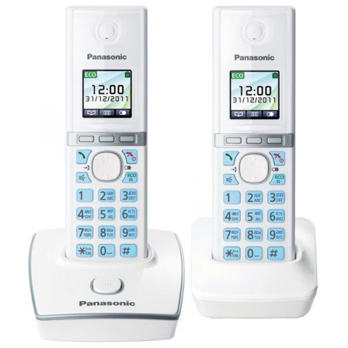 Купить Телефон DECT Panasonic  KX-TG8052 RU-W +доп.трубка, белая,  функция резервного питания в интернет-магазине Ravta – самая низкая цена