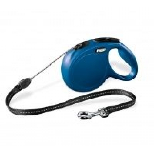 Купить Рулетка Flexi New Classic  M  (трос) 8м/20 кг синий в интернет-магазине Ravta – самая низкая цена