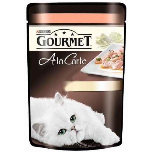 Купить Консервы GOURMET A LA CARTE пауч для кошек 85г кусочки в подливе, лосось с овощами в интернет-магазине Ravta – самая низкая цена