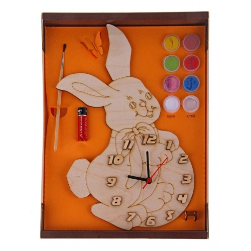 Купить Часы с циферблатом под роспись "Зайка" с красками арт.ДНИ117 /20 в интернет-магазине Ravta – самая низкая цена