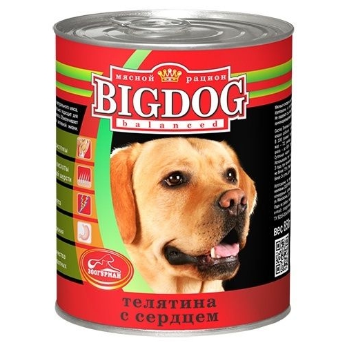 Купить Консервы Зоогурман для собак "BIG DOG" Телятина с сердцем 850г в интернет-магазине Ravta – самая низкая цена