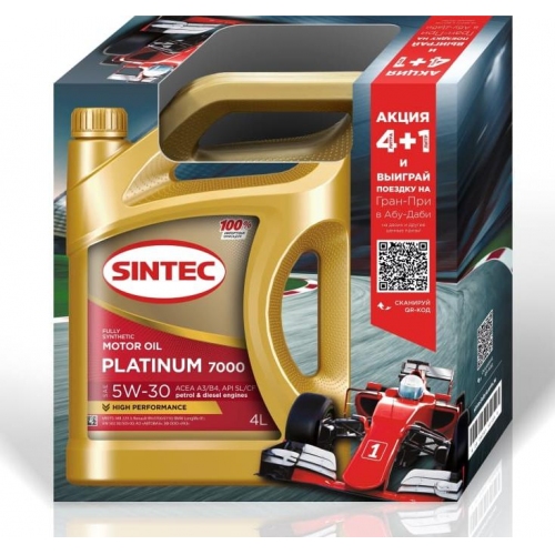 Купить Sintec Масло Platinum 7000 SAE 5W30 ACEA A3/B4 4л Акция 4+1 в интернет-магазине Ravta – самая низкая цена