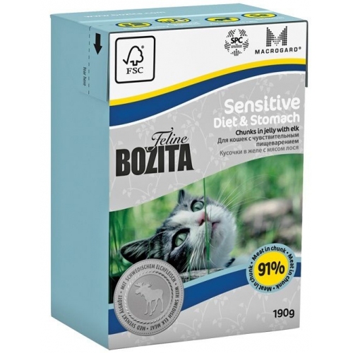Купить Bozita super premium Кусочки в желе для Чувствительных кошек с лосем (Sensitive Diet&Stomach) 0,19кг в интернет-магазине Ravta – самая низкая цена