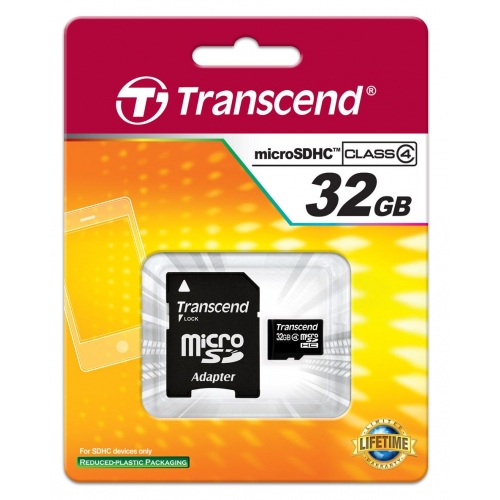 Купить Флеш карта microSDHC 32Gb class4 + adapter Transcend (TS32GUSDHC4) в интернет-магазине Ravta – самая низкая цена