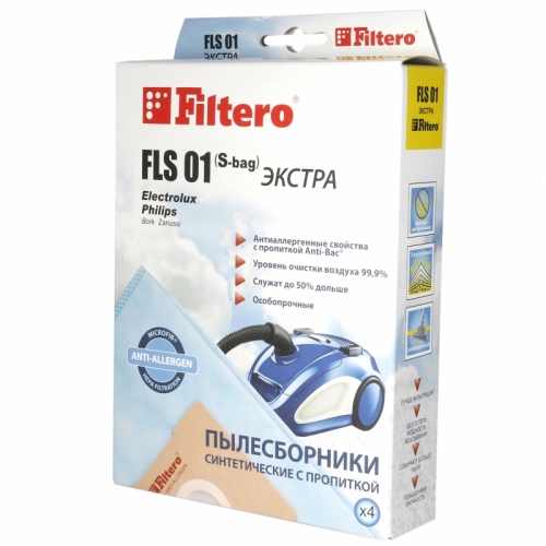Купить Пылесборник Экстра FILTERO FLS-01 S-bag (4) из синтетического микроволокна MicroFib с антибактер. пропиткой Anti-Bac в интернет-магазине Ravta – самая низкая цена