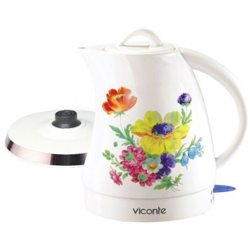 Купить Чайник керамический Viconte VC-3241, об.1,5л, 2000Вт., белый , рис. полевые цветы в интернет-магазине Ravta – самая низкая цена