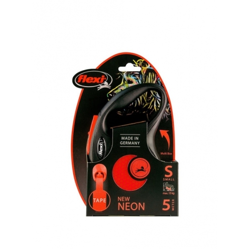 Купить Flexi New Neon S 5м до 15кг поводок-рулетка РЕМЕНЬ, ОРАНЖЕВЫЙ  1/12 в интернет-магазине Ravta – самая низкая цена