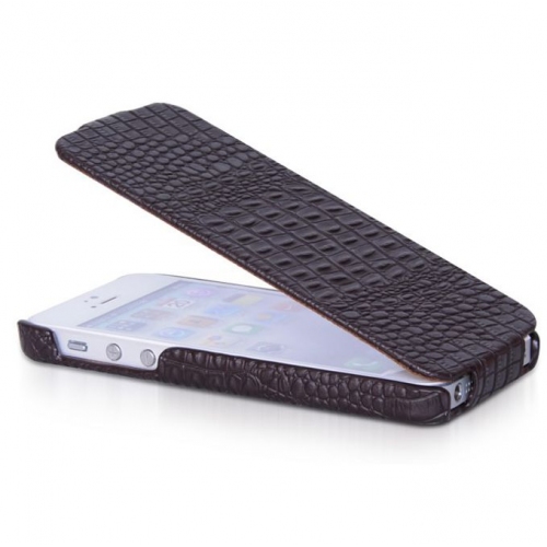 Купить Чехол Borofone Crocodile flip leather case для iPhone 5, имитация кожи крокодила (кофейный) в интернет-магазине Ravta – самая низкая цена