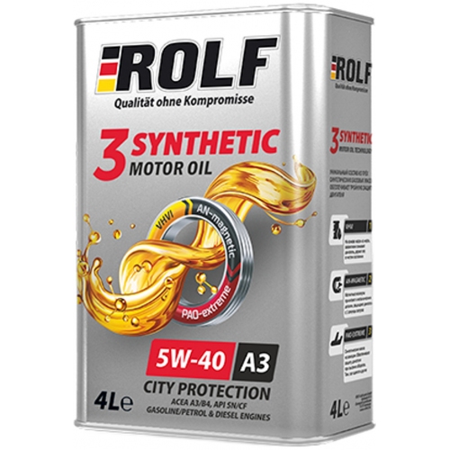 Купить Масло моторное ROLF 3-SYNTHETIC 5W-40 ACEA A3/B4 4л в интернет-магазине Ravta – самая низкая цена