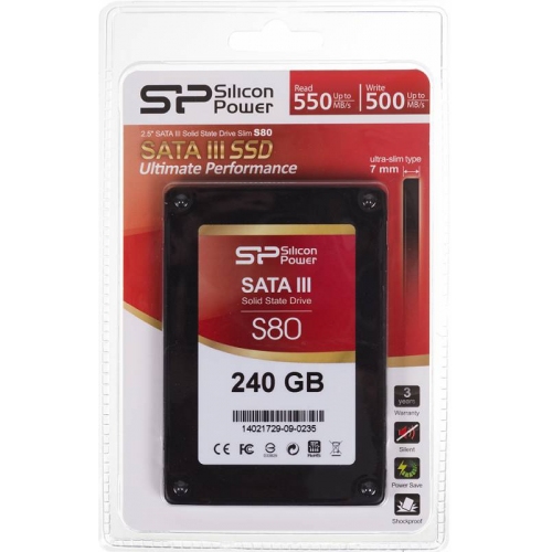 Купить Жесткий диск SSD Silicon Power S80 SATA-III 240Gb SP240GBSS3S80S25 в интернет-магазине Ravta – самая низкая цена