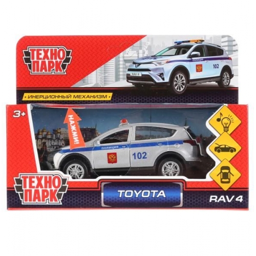 Купить Технопарк. Модель "Toyota Rav4" Полиция арт.RAV4-P-SL 12см, св-зв, откр дв, багаж. в интернет-магазине Ravta – самая низкая цена