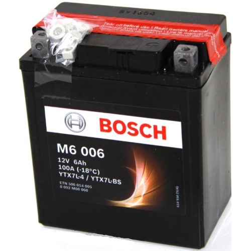 Купить Мото аккумулятор BOSCH MOBA 0092M60060 M6 6Ah 100A в интернет-магазине Ravta – самая низкая цена