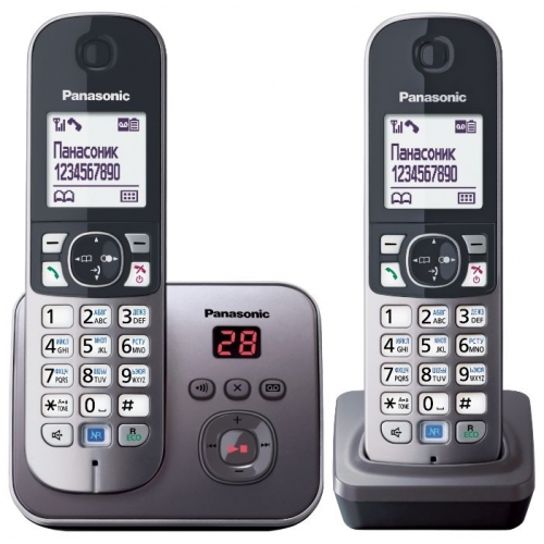 Купить Телефон DECT Panasonic  KX-TG6822 RU-M сер. метал+доп.трубка , автооветчик в интернет-магазине Ravta – самая низкая цена