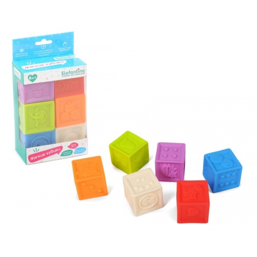 Купить Elefantino. Мягкие кубики 6 шт. с выпуклыми элементами яркие цвета, в/к 11*6,4*16 см. арт.IT106447 в интернет-магазине Ravta – самая низкая цена