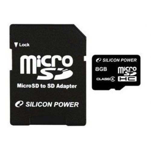 Купить Флеш карта microSDHC 8Gb Class4 Silicon Power SP008GBSTH004V10-SP + adapter в интернет-магазине Ravta – самая низкая цена