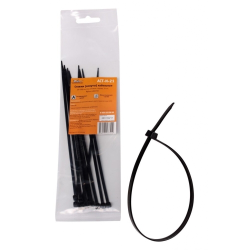Купить Стяжки (хомуты) кабельные 3,6*200 мм, пластиковые, черные, 10 шт. (ACT-N-21) в интернет-магазине Ravta – самая низкая цена
