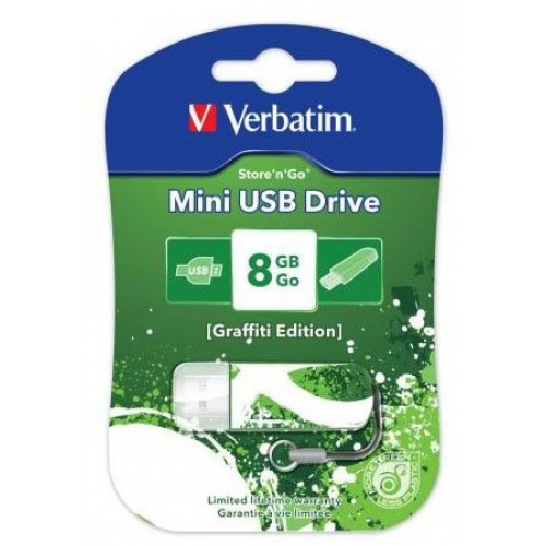 Купить Флеш диск Verbatim Store n Go Mini graffiti edition 8Gb USB2.0 (зеленый) в интернет-магазине Ravta – самая низкая цена