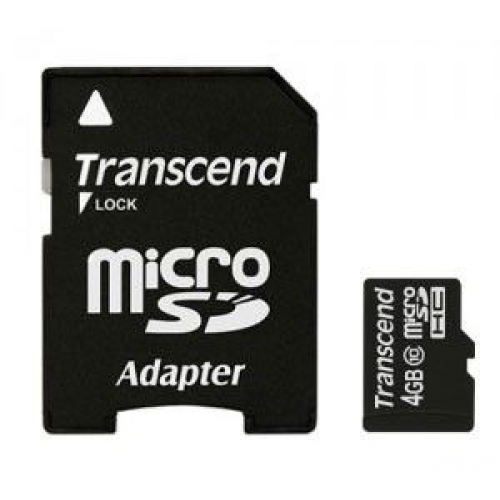 Купить Карта памяти Transcend Micro SDHC Card 4GB Class 10 w/1 adapter (TS4GUSDHC10) в интернет-магазине Ravta – самая низкая цена