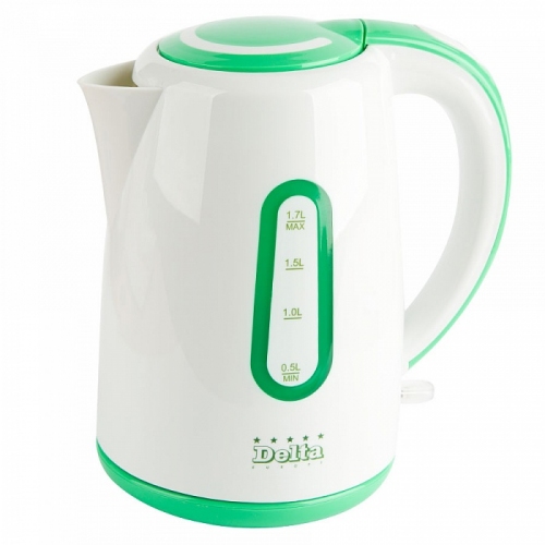 Купить Чайник DELTA  DL-1080 белый с зеленым в интернет-магазине Ravta – самая низкая цена
