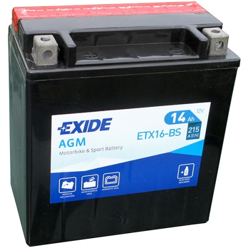 Купить Мото аккумулятор EXIDE ETX16-BS 14Ah 215A в интернет-магазине Ravta – самая низкая цена