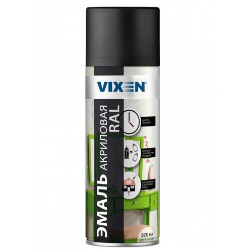 Купить Эмаль акриловая VIXEN черный янтарь матовый RAL9005 520мл в интернет-магазине Ravta – самая низкая цена