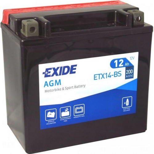 Купить Мото аккумулятор EXIDE ETX14-BS 12Ah 200A в интернет-магазине Ravta – самая низкая цена