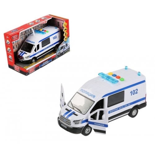 Купить Технопарк. Модель "Ford Transit. Полиция" арт.TRANSITVAN-16PLPOL-WH 16 см свет-звук двери, 3 кноп, в интернет-магазине Ravta – самая низкая цена