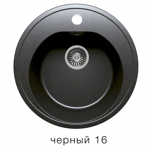Купить Мойка для кухни под мрамор POLYGRAN Atol-520 (черный, цвет №16) в интернет-магазине Ravta – самая низкая цена
