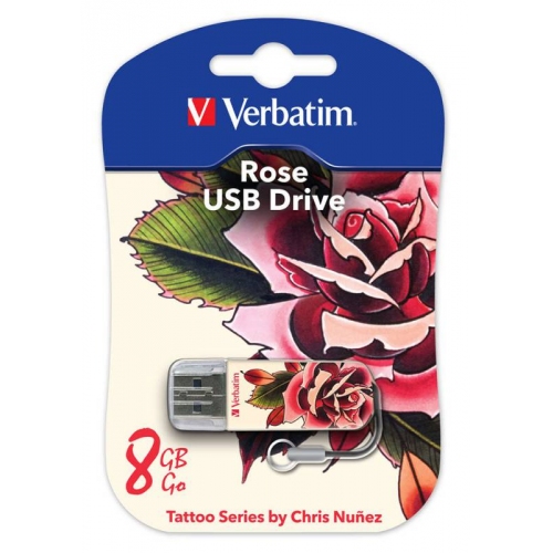 Купить Флеш диск USB Verbatim 8Gb Store n Go Mini TATTOO EDITION rose USB2.0 белый в интернет-магазине Ravta – самая низкая цена